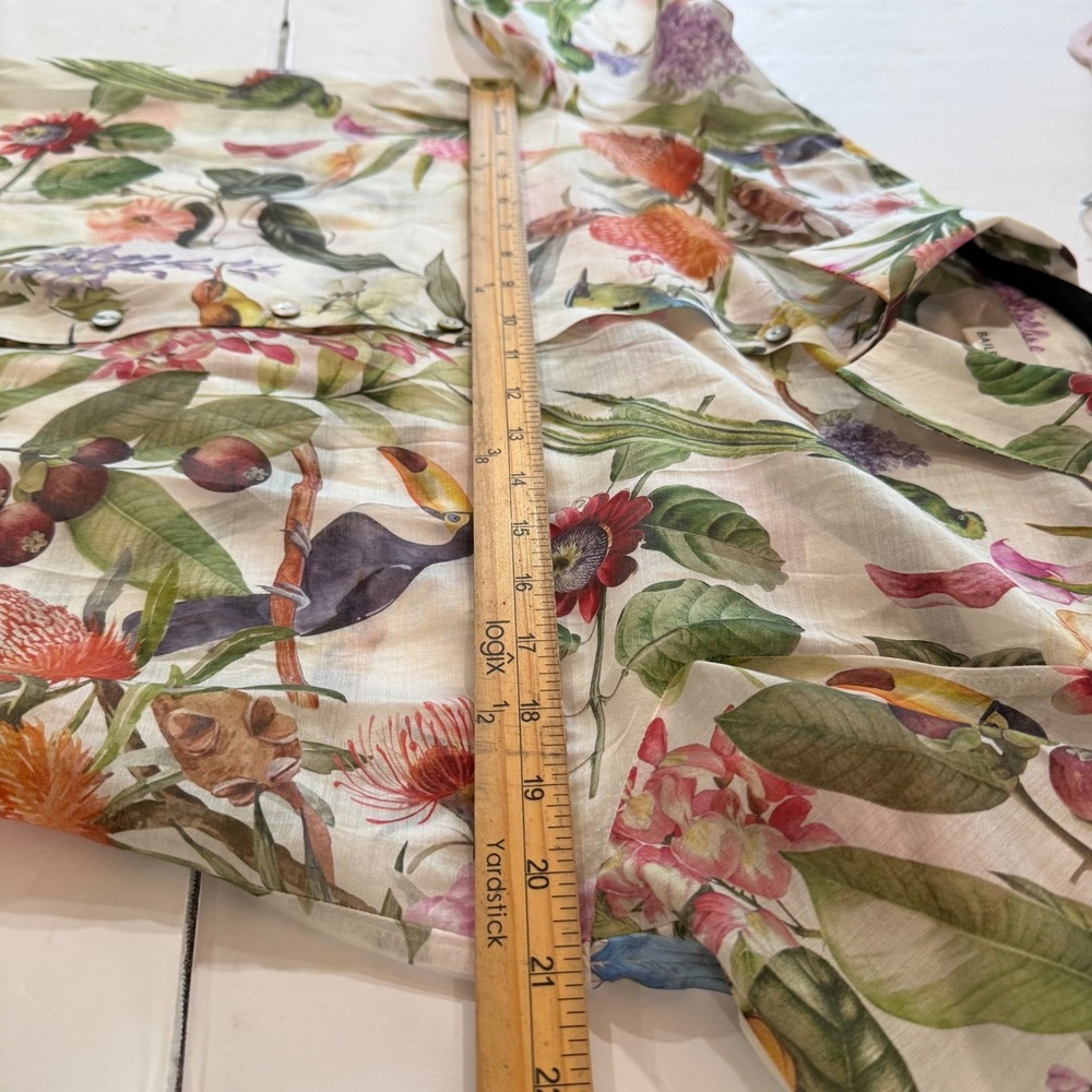 Fairycore Whimsy Tropical Botanical Bird Print Lightweight button down L Beachy - Picture 4 of 11